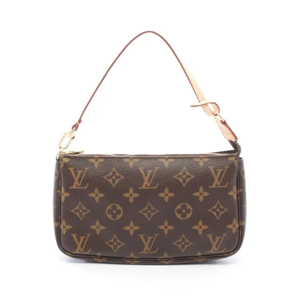 Louis Vuitton Pochette Accessoires Monogram Handbag Canvas Leather Brown